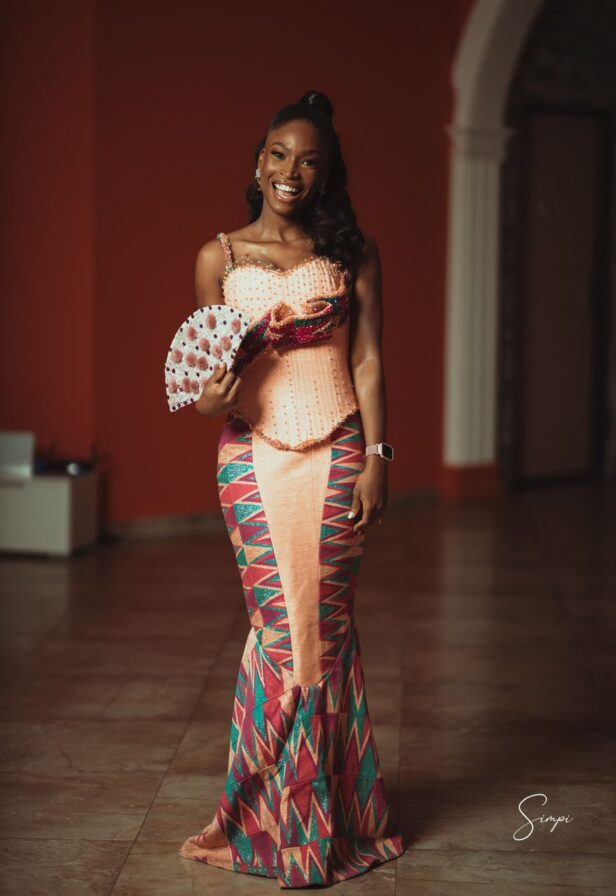 Peach bespoke Kente gown trend inspiration