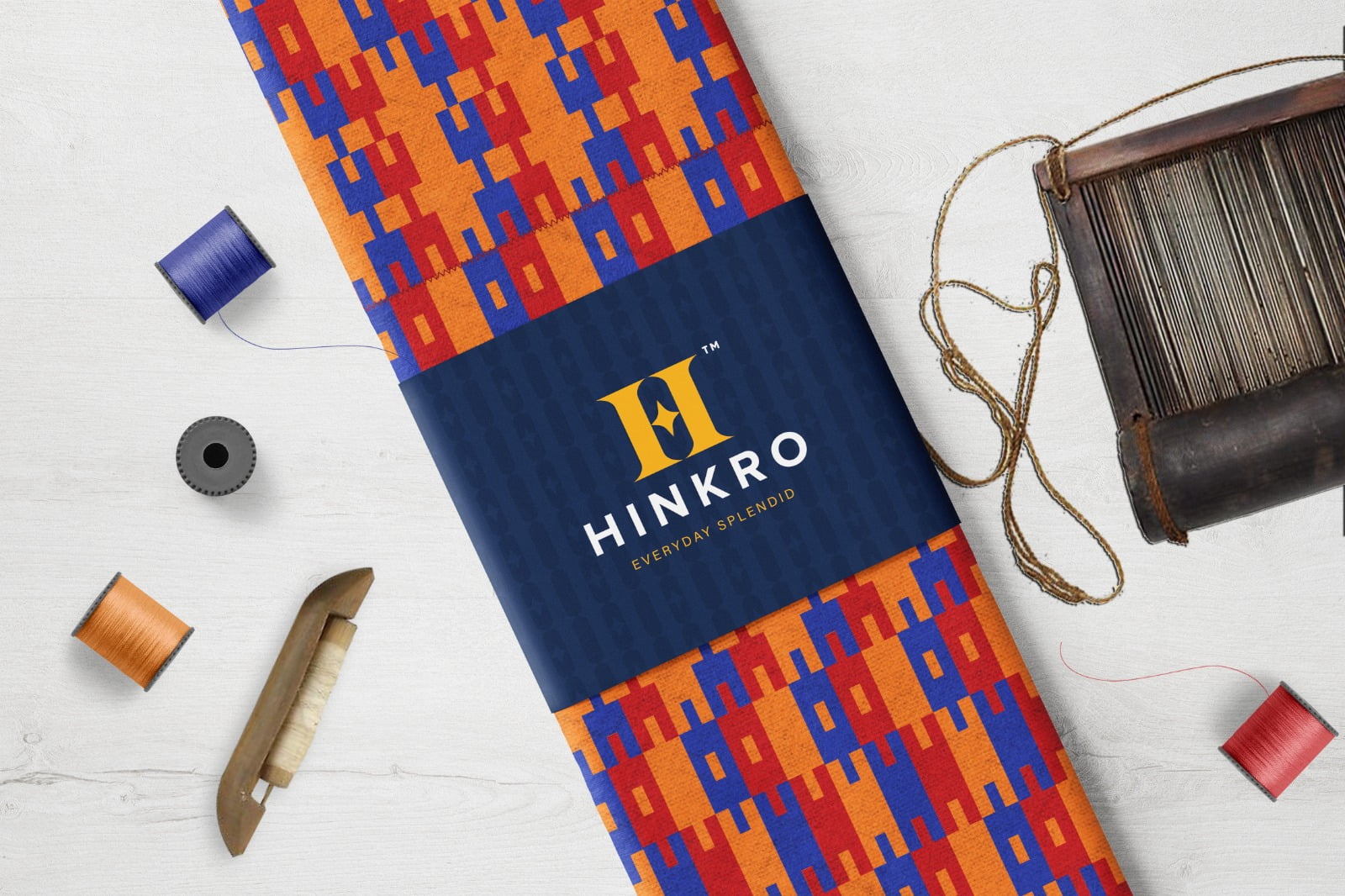 Orange, Red and Blue kente