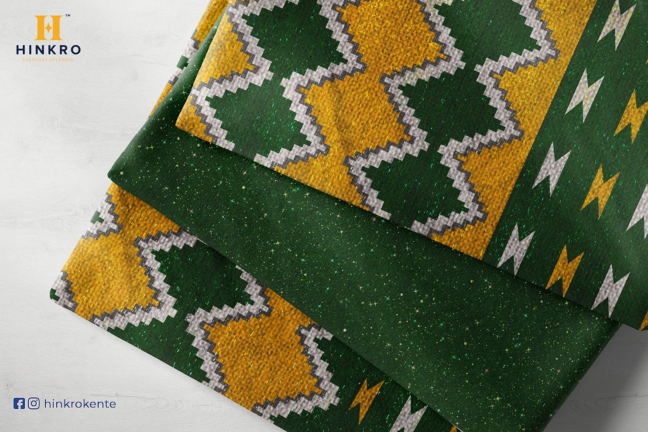 Emerald Green Kente and Gold with shimmering Kente