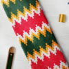 Dark Green, Red, White and Yellow with Silver shimmering kente