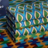 Blue, Gold, Black, Emerald Green and Red kente