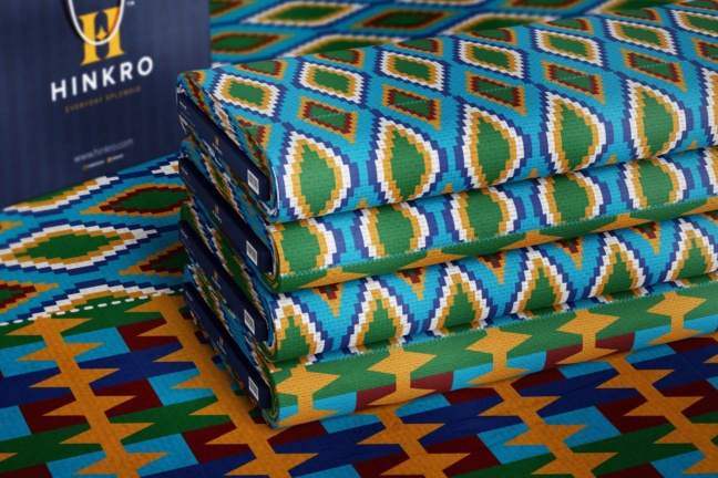 Blue, Gold, Black, Emerald Green and Red kente