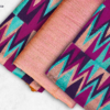 Peach, Dark pink, Blue Black and Aqua kente