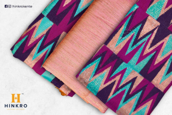 Peach, Dark pink, Blue Black and Aqua kente