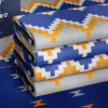 White, Gold, Blue and Ash with silver shimmering kente