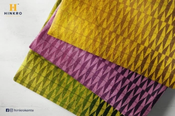 Yellow, Purple and Green ombre kente