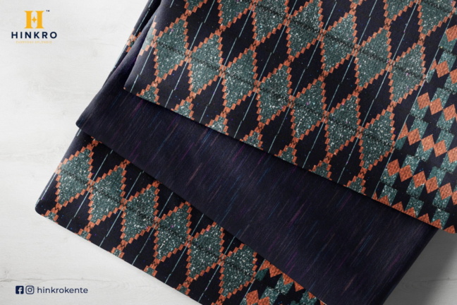 grey and dark blue kente