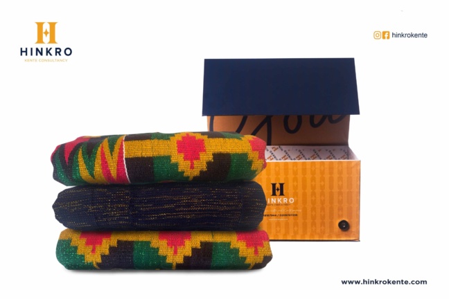 Gold Green Naby blue and Pink Kente