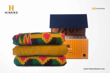 Gold Green Naby blue and Pink Kente